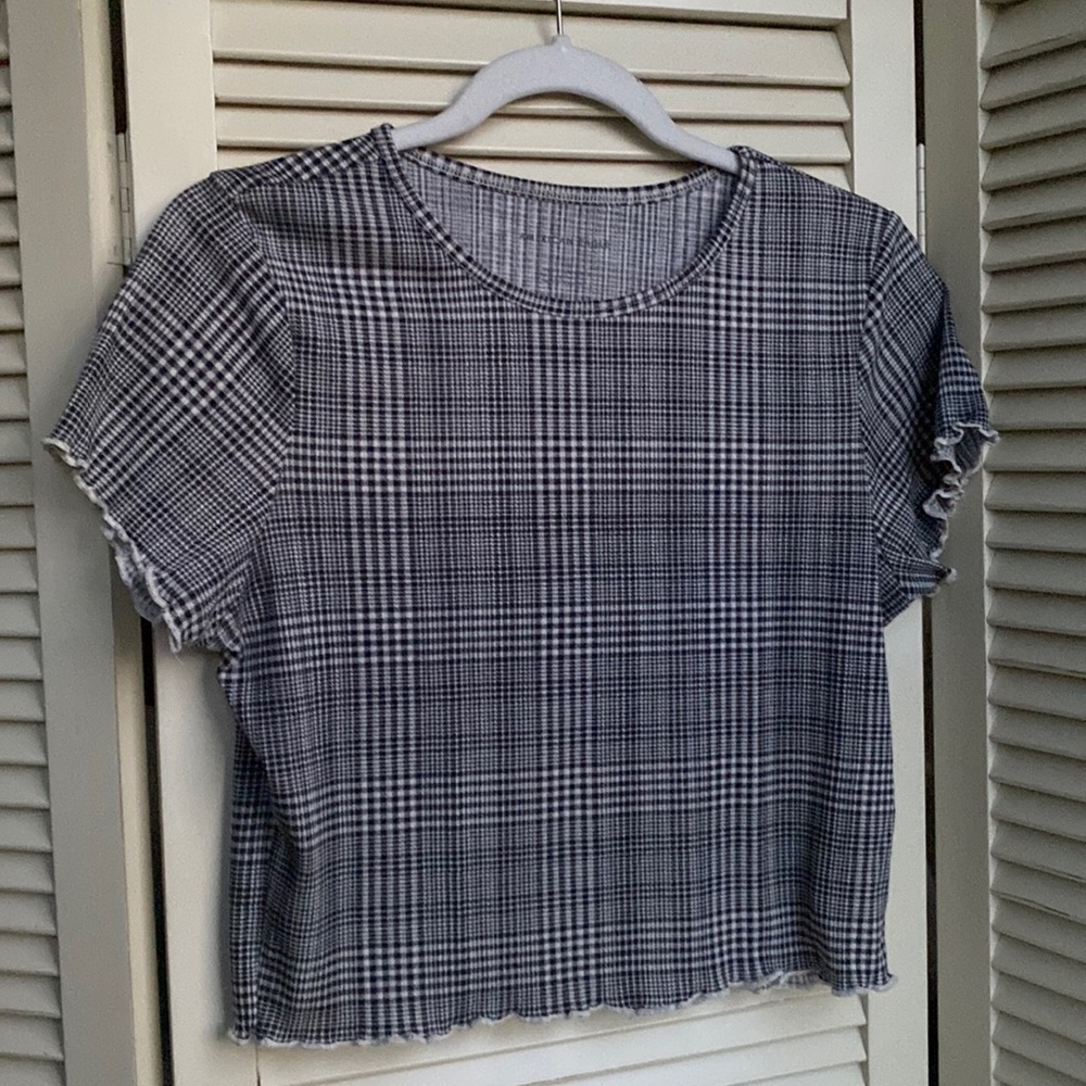 American Eagle lettuce edge crop top - Glen plaid